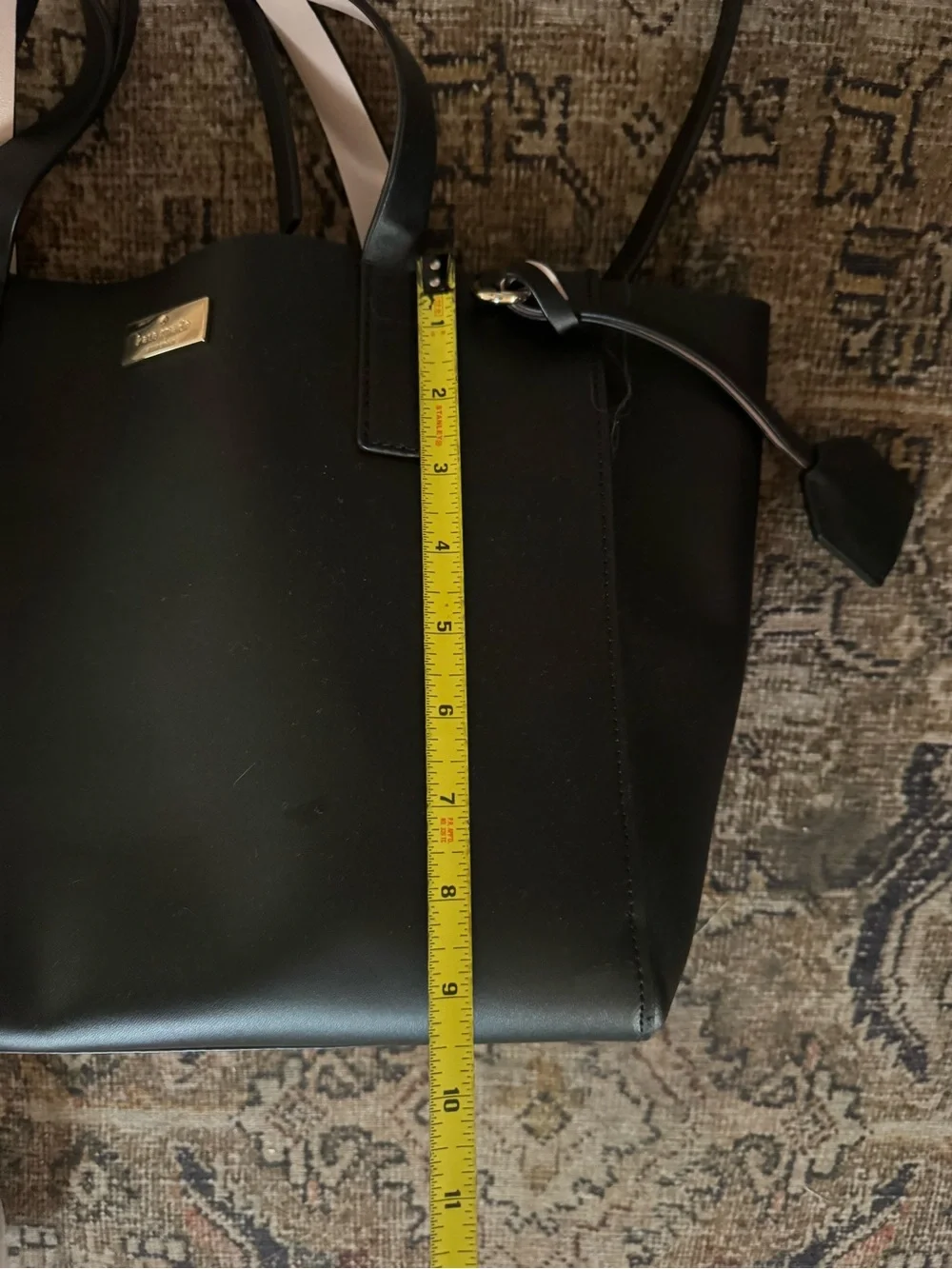 KATE SPADE NEW YORK Small Nelle Black Leather Structured Tote Work Bag